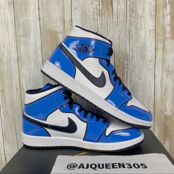 Air Jordan 1 Mid Signal Blue Men’s - Picture 2 of 8